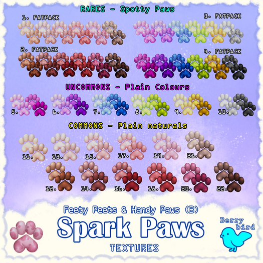 Second Life Marketplace 18. COMMON // Berrybird Spark Paws GACHA